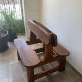 Brutalist wooden bench from the 60s