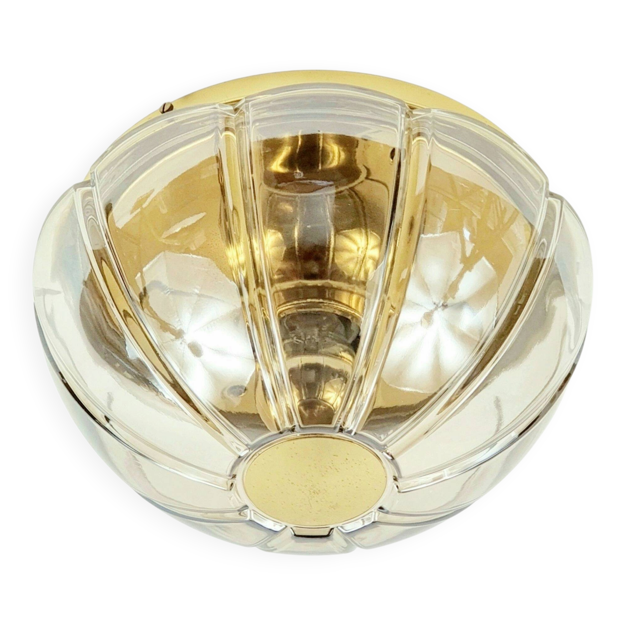 Mid-Century Glass & Brass Ceiling Light from Limburg, Germany, 1960s