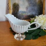 Porcelain and silver-plated gravy boat