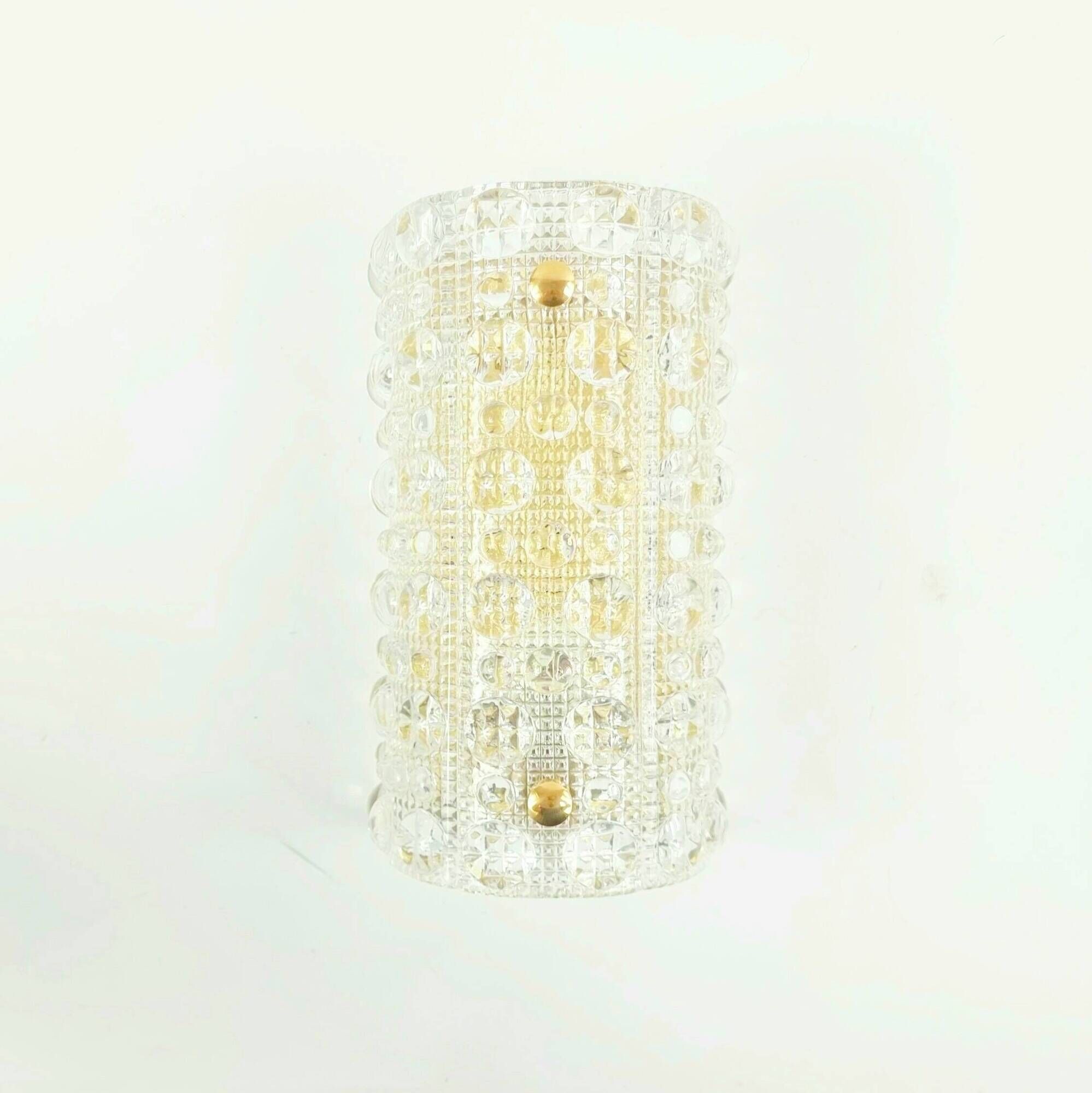 Mid Century Scandinavian Glass & Brass Wall Lamp - C.Fagerlund, 1960s