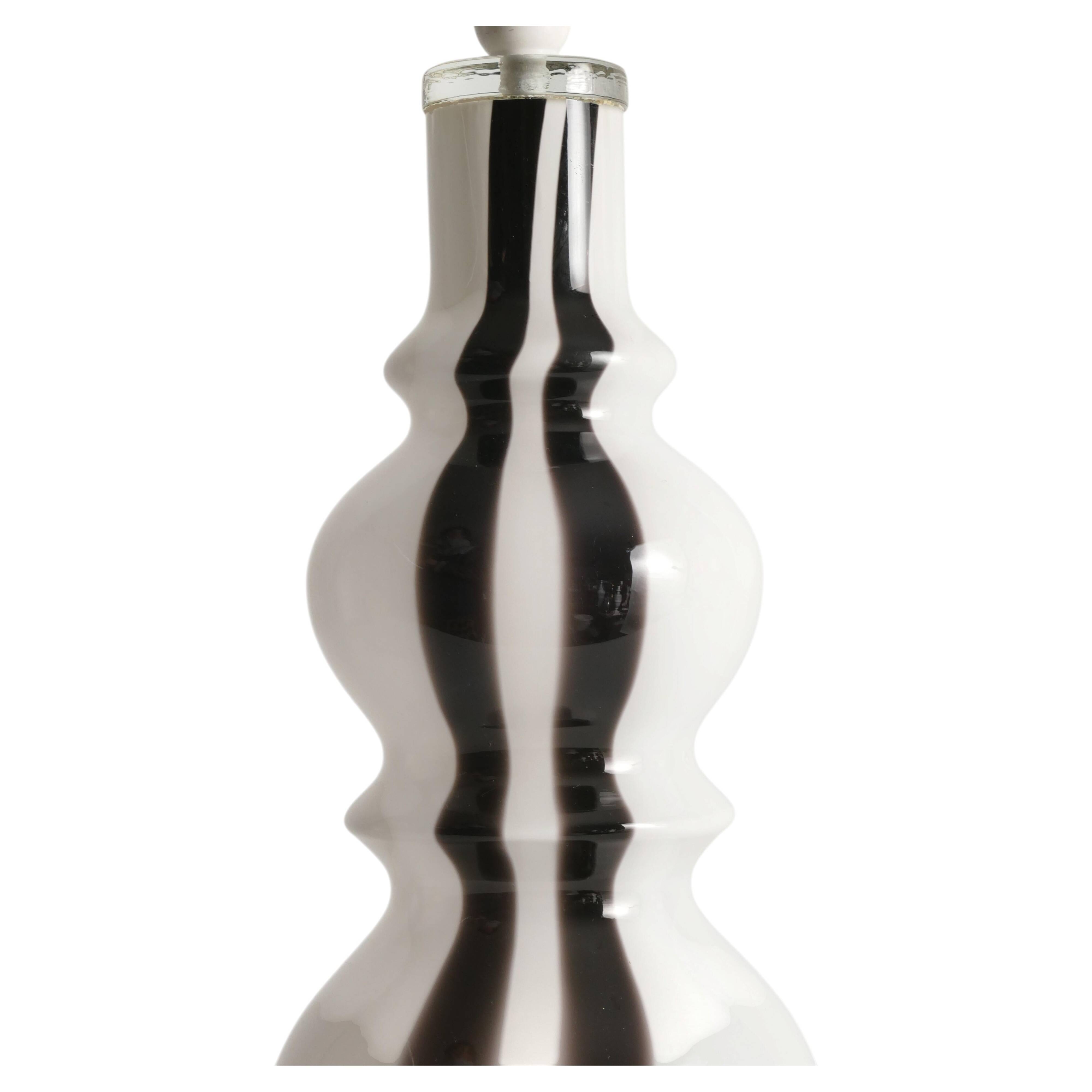 Sculptural Art Glass Murano Style Table Lamp, Black & White, 1960s