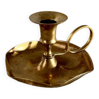 Old hand candle holder / vintage cellar rat - gold metal - cottage core