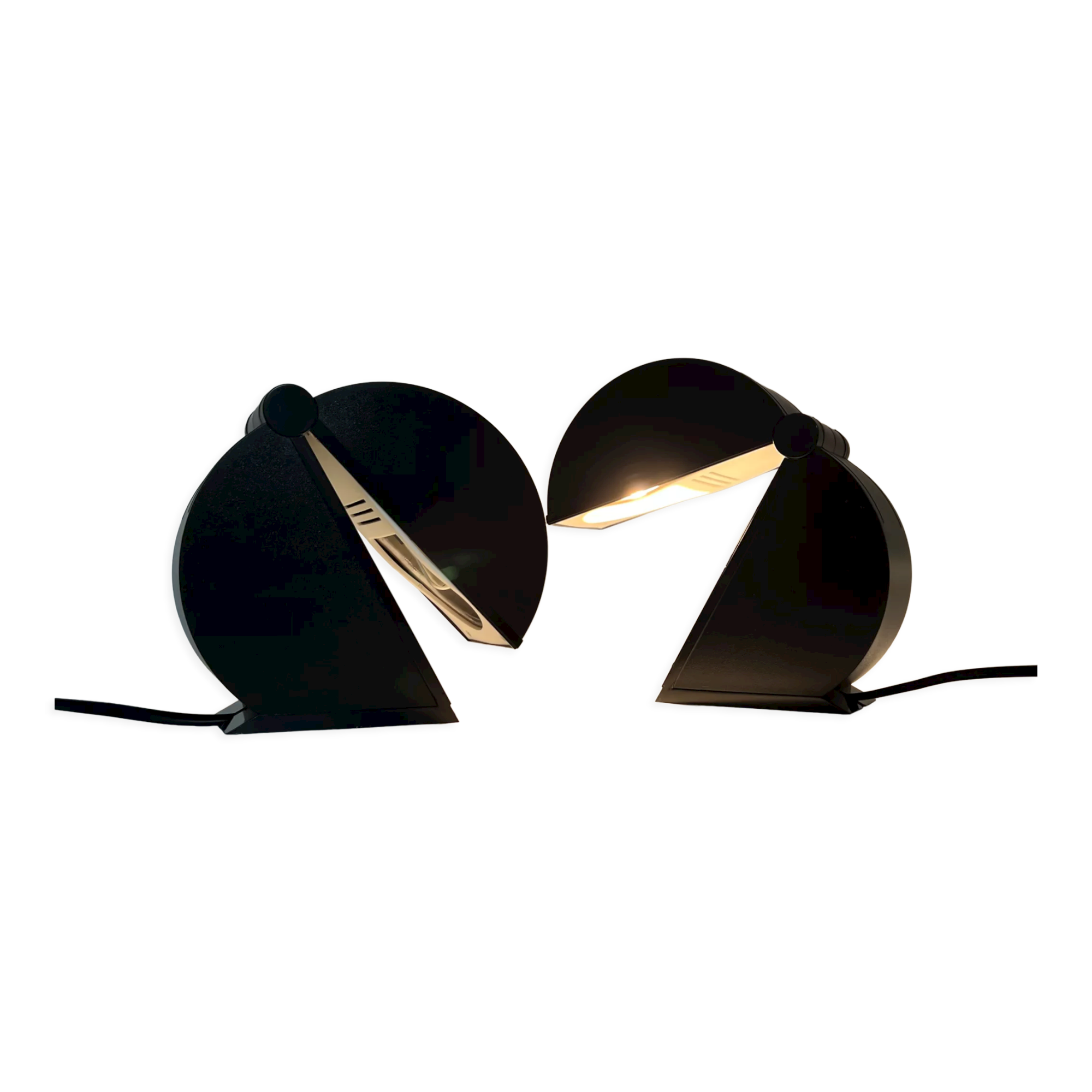 Pair of Disco lamps by Mario Bertorelle JMRDM Italy 70s Black mid century modern
