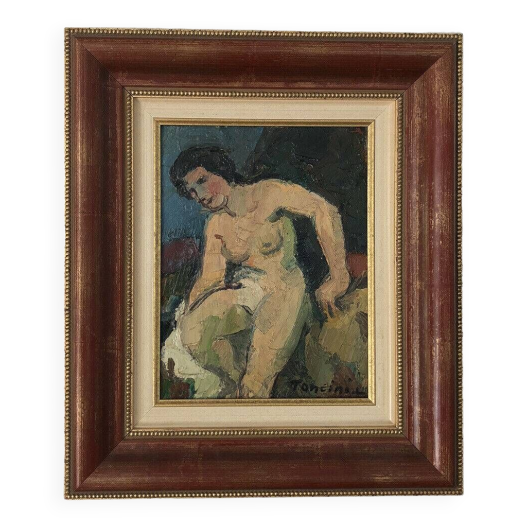 Louis toncini (19072002) huile sur toile ecole provençale femme nue au réveil Selency