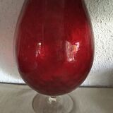Vase on foot in red worked glass