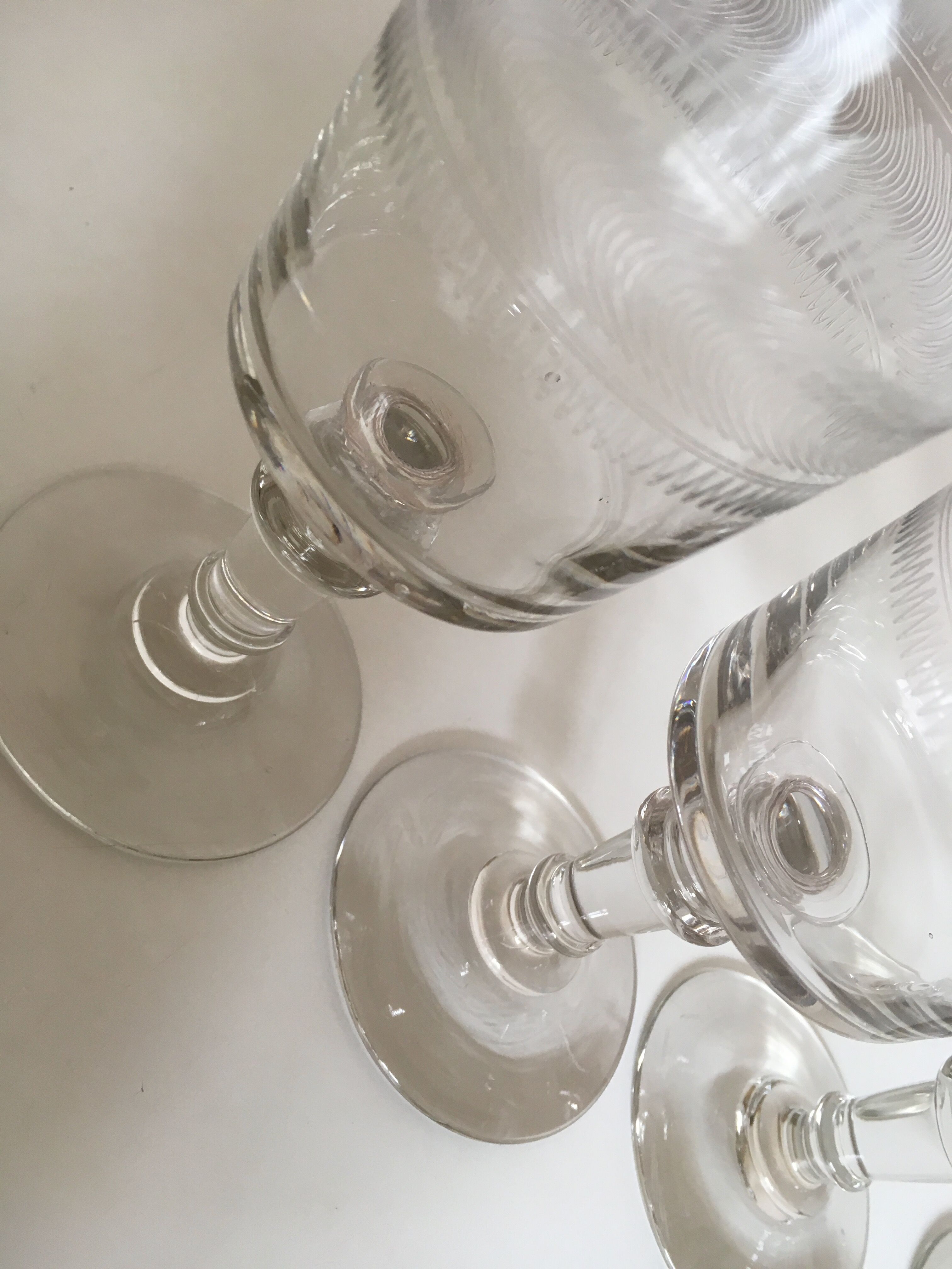 set of 9 serious roll 19th zigzag water glasses