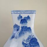 China circa 1920: porcelain vase with blue and white decoration
