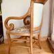 19th century St Empire armchair in pegged blond walnut with cross-stitched tapestries