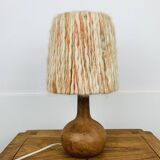 Wooden ball lamp with wool lampshade, 1960s