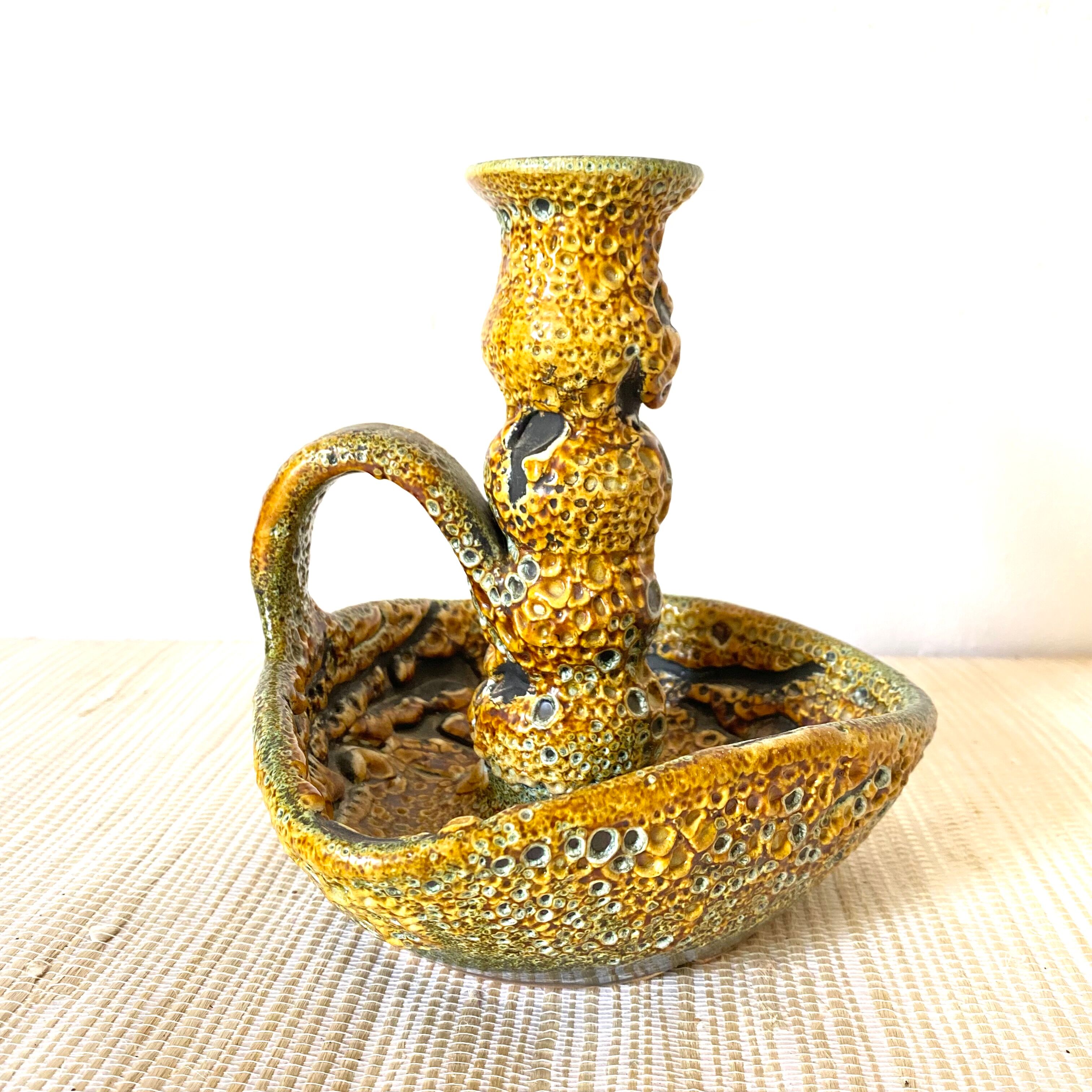 Fat lava ceramic candle holder, 1970s