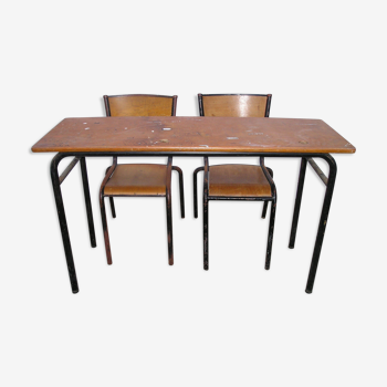 School table and its 2 Mullca chairs 60s/70s