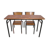 Table d'école et ses 2 chaises Mullca années 60/70