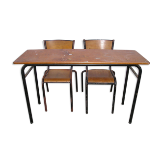 Table d'école et ses 2 chaises Mullca années 60/70