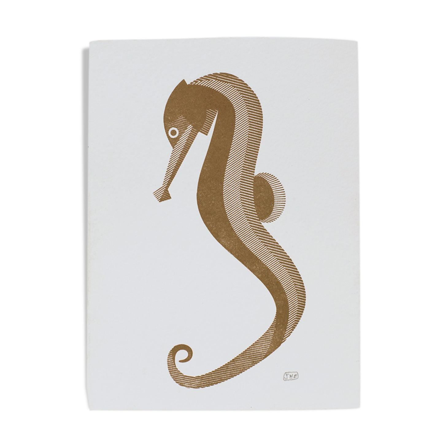 Engraving 1 bronze color dark gold seahorse