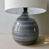 Blue enamelled sandstone lamp, signed