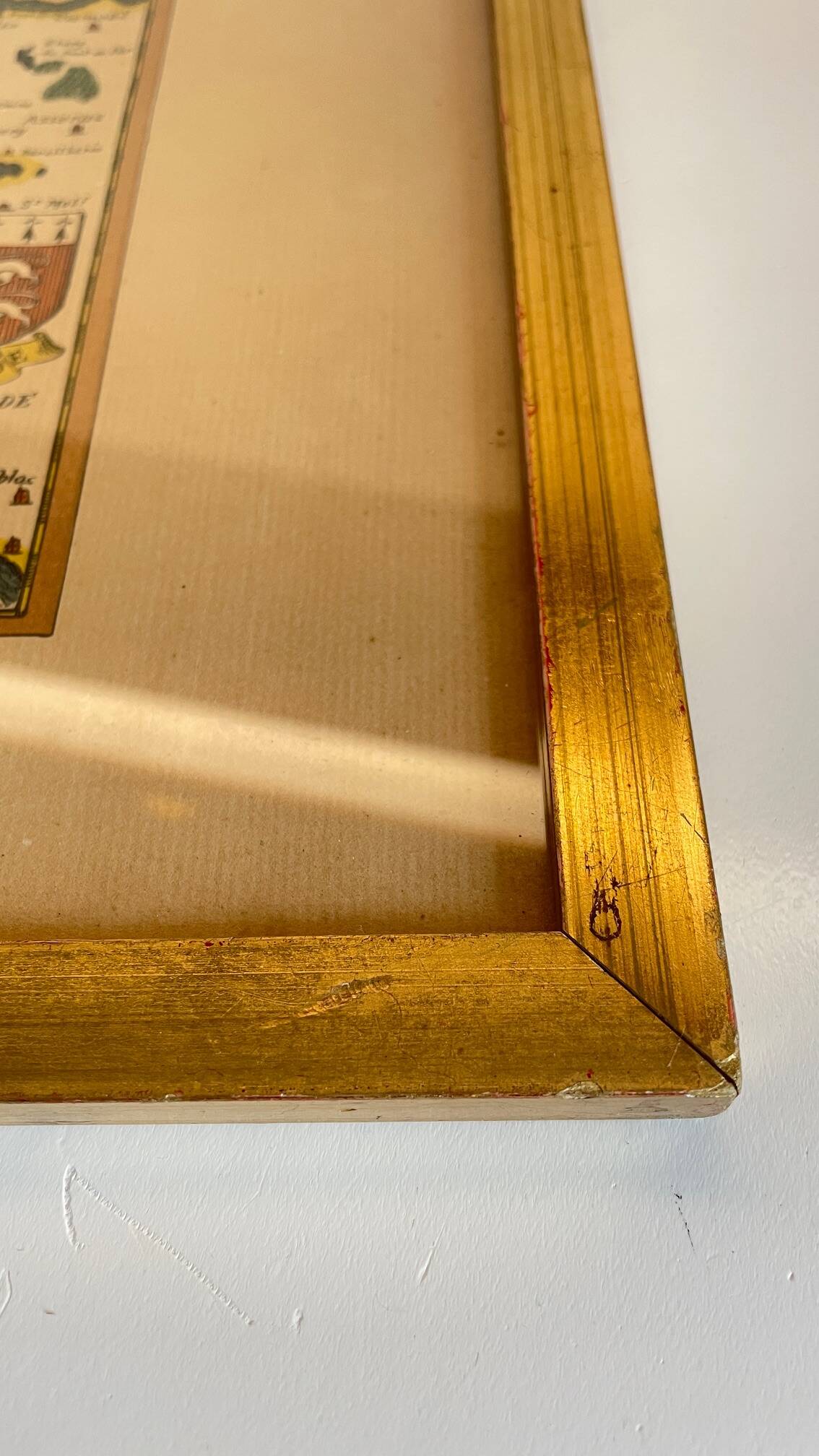 Vintage Atlantic Ocean Marine Map Gold Leaf Frame