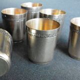 6 solid silver liqueur glasses, interior vermeil, Punches Minerve 925
