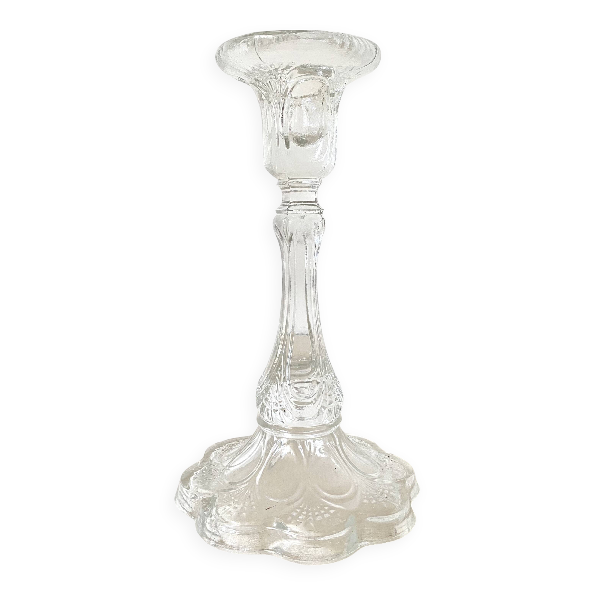 21 cm molded glass candle holder