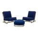 Pair of armchairs and pouf in chrome steel. 1970s, Valérian Rybar.
