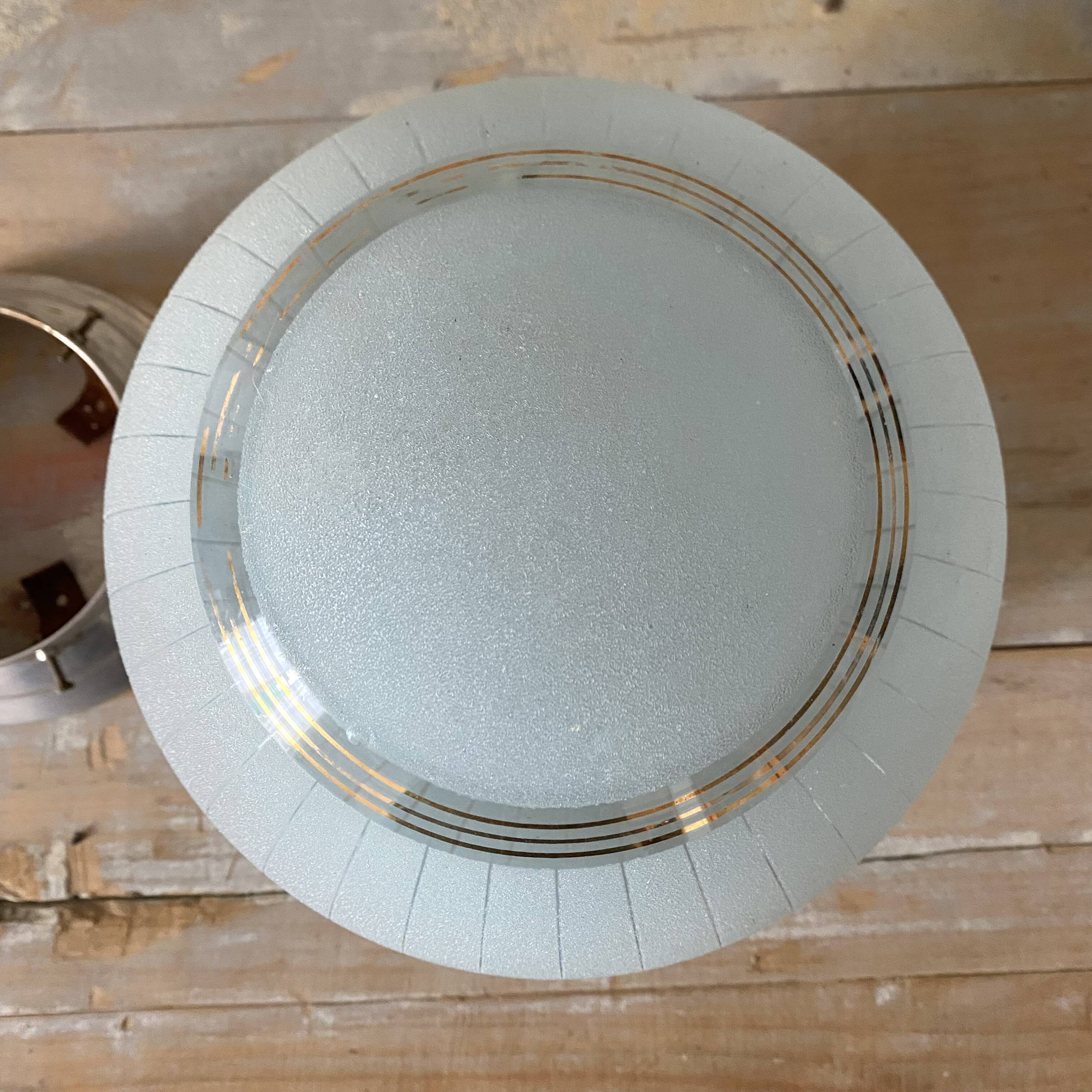 Art Deco blue granite and gold ball ceiling light