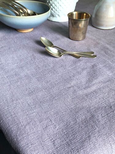 Hemp harvest tablecloth tinged with lilac