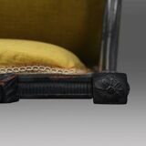 French Empire style  Black Wood and Velvet Armchair, 1850s