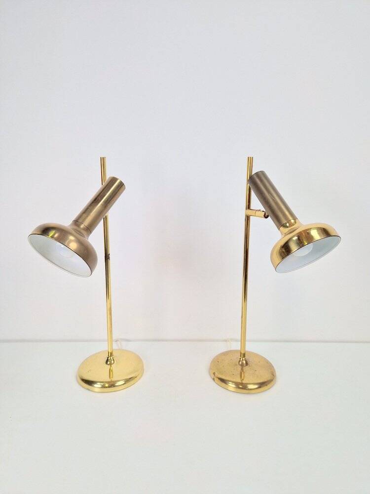 Vintage Brass Trumpet Table Lamps by Solken Leuchten, 1970s, Set of 2