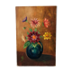 Old oil on canvas painting bouquet of vintage flowers