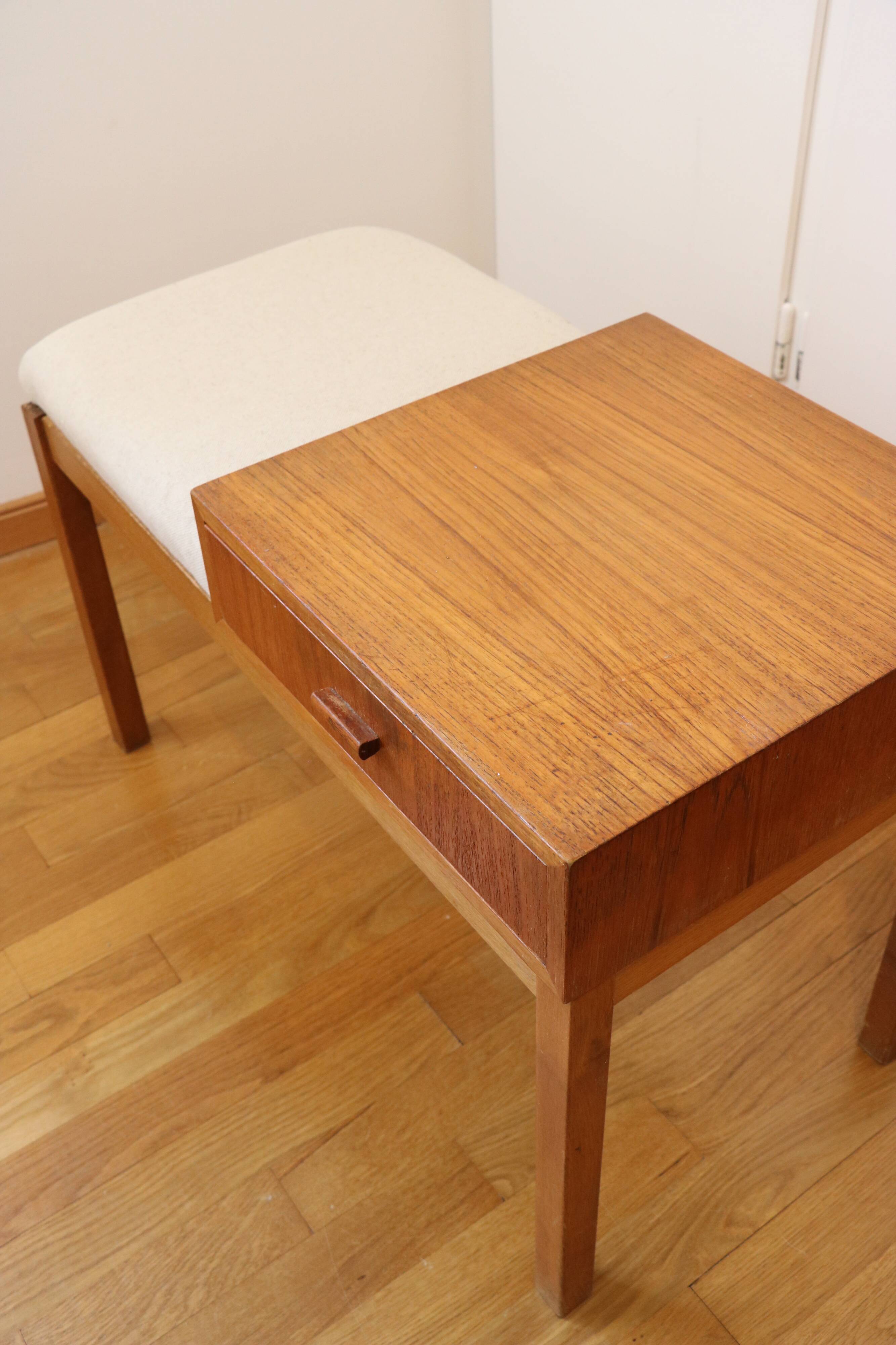 Entrance bench, Scandinavian modular telephone bench, teak, 1960