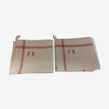 Old FN monogram linen towels