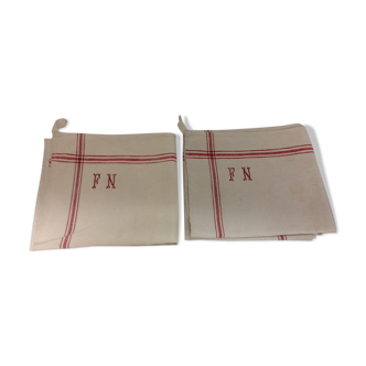 Old FN monogram linen towels