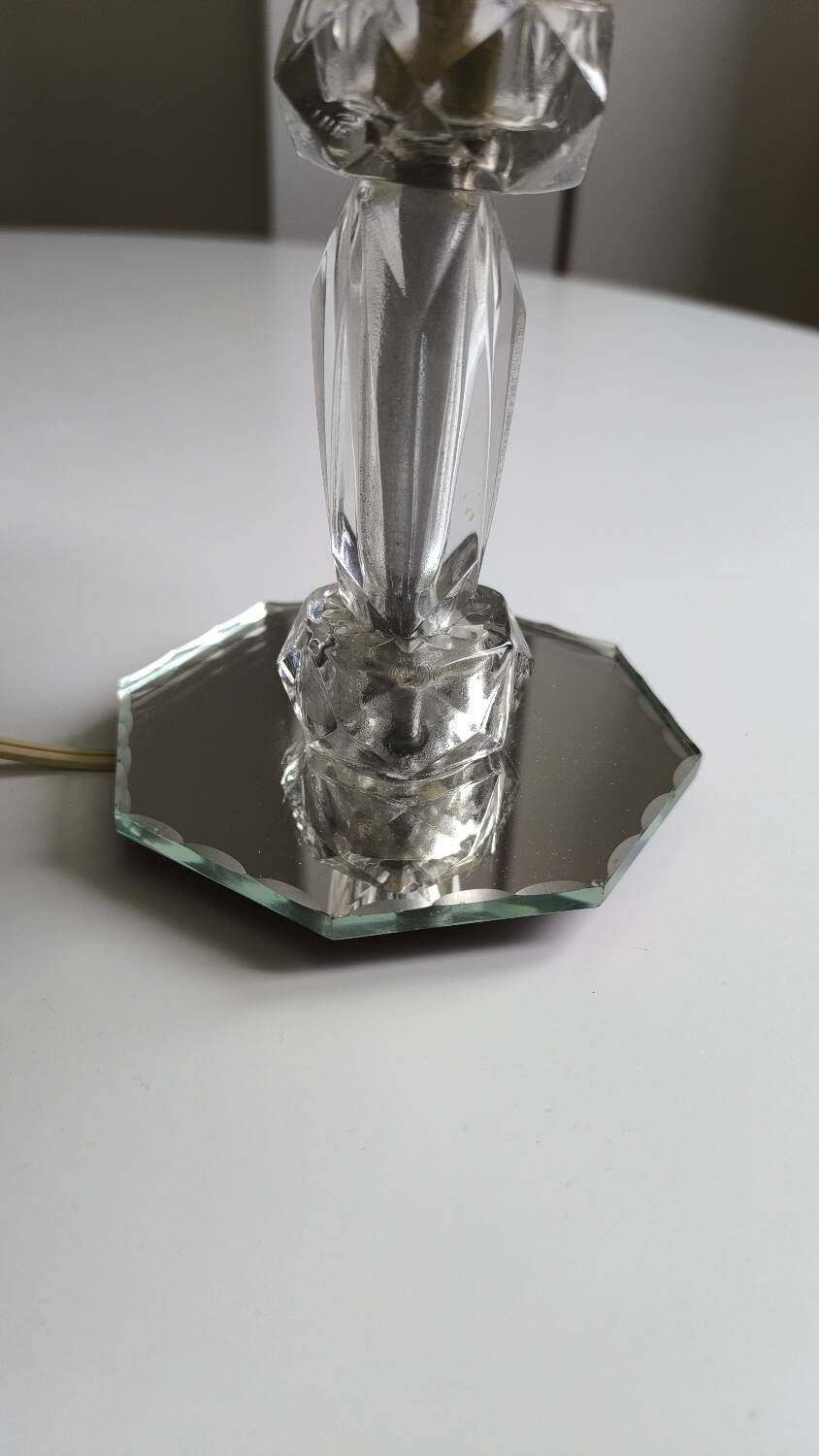 Table lamp in chiseled glass and beveled mirror 1950