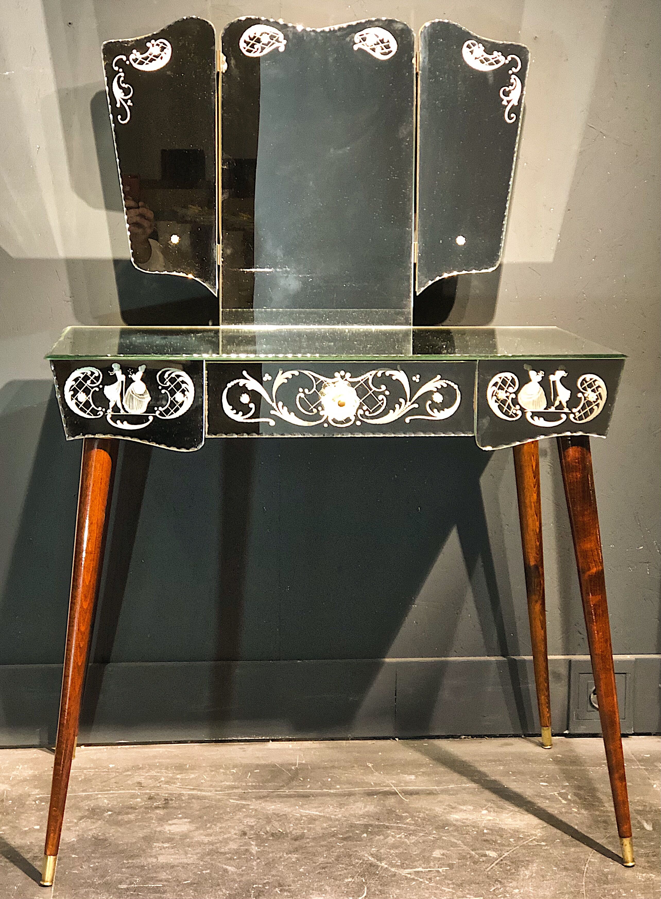 Coiffeuse miroir vintage année 50