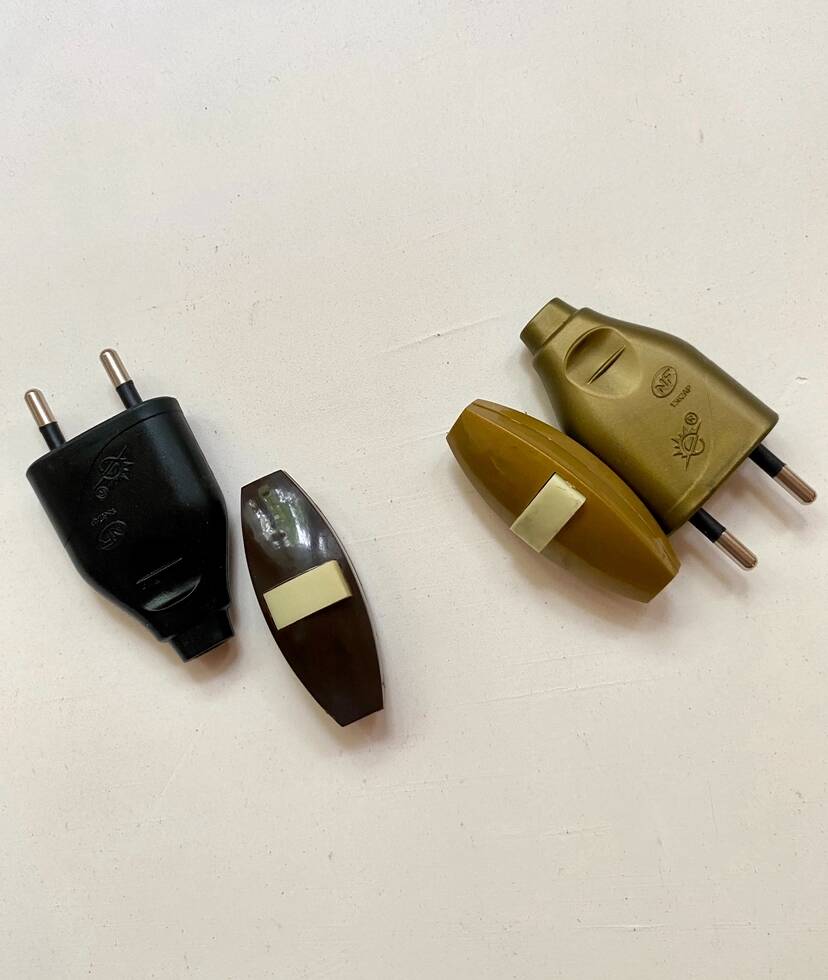 Brutalist wooden lamp, new 2M fabric cable, lampshade