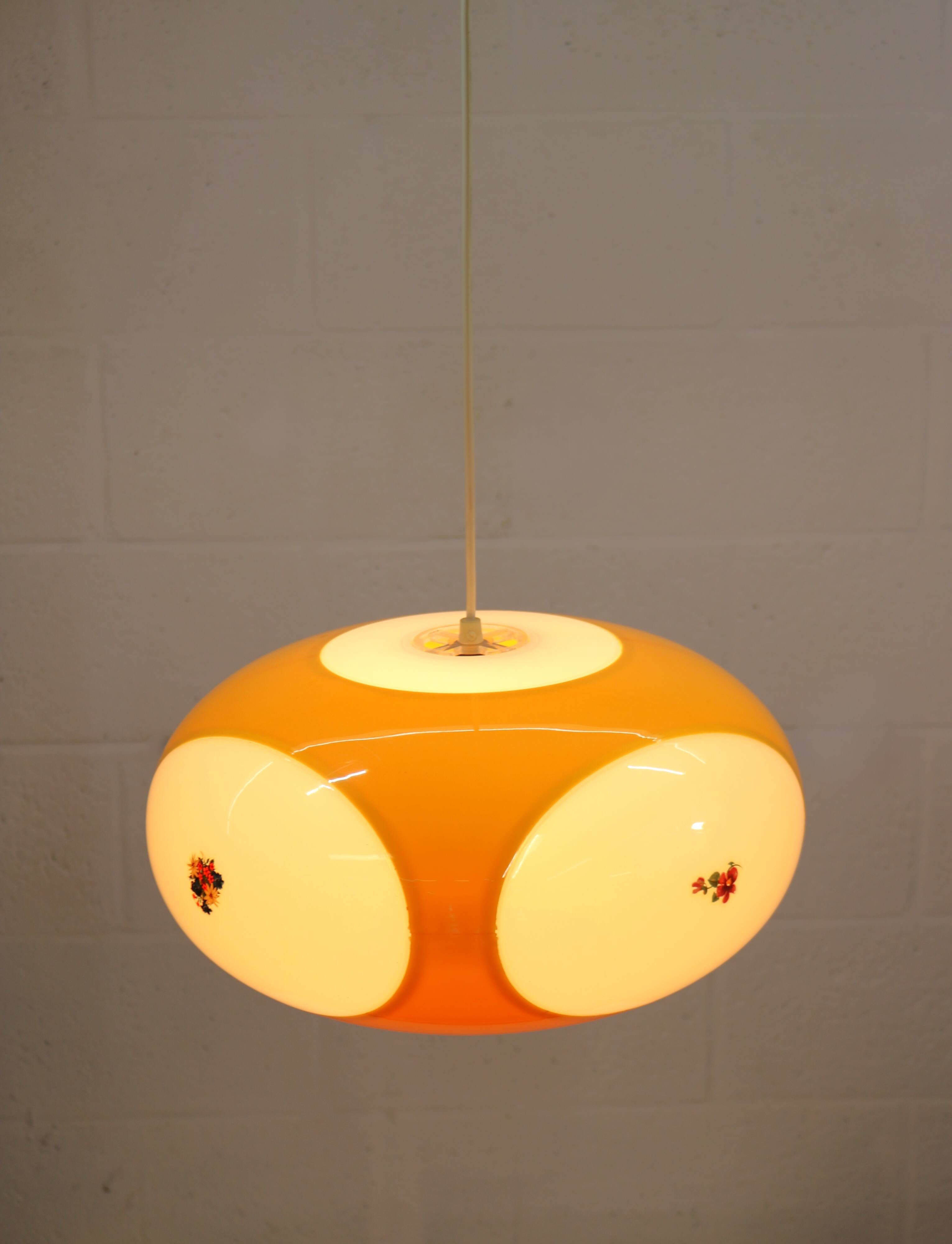 Massive Belgium Bug Eye Space Age UFO Lamp, Yellow Mid-Century Modern Light