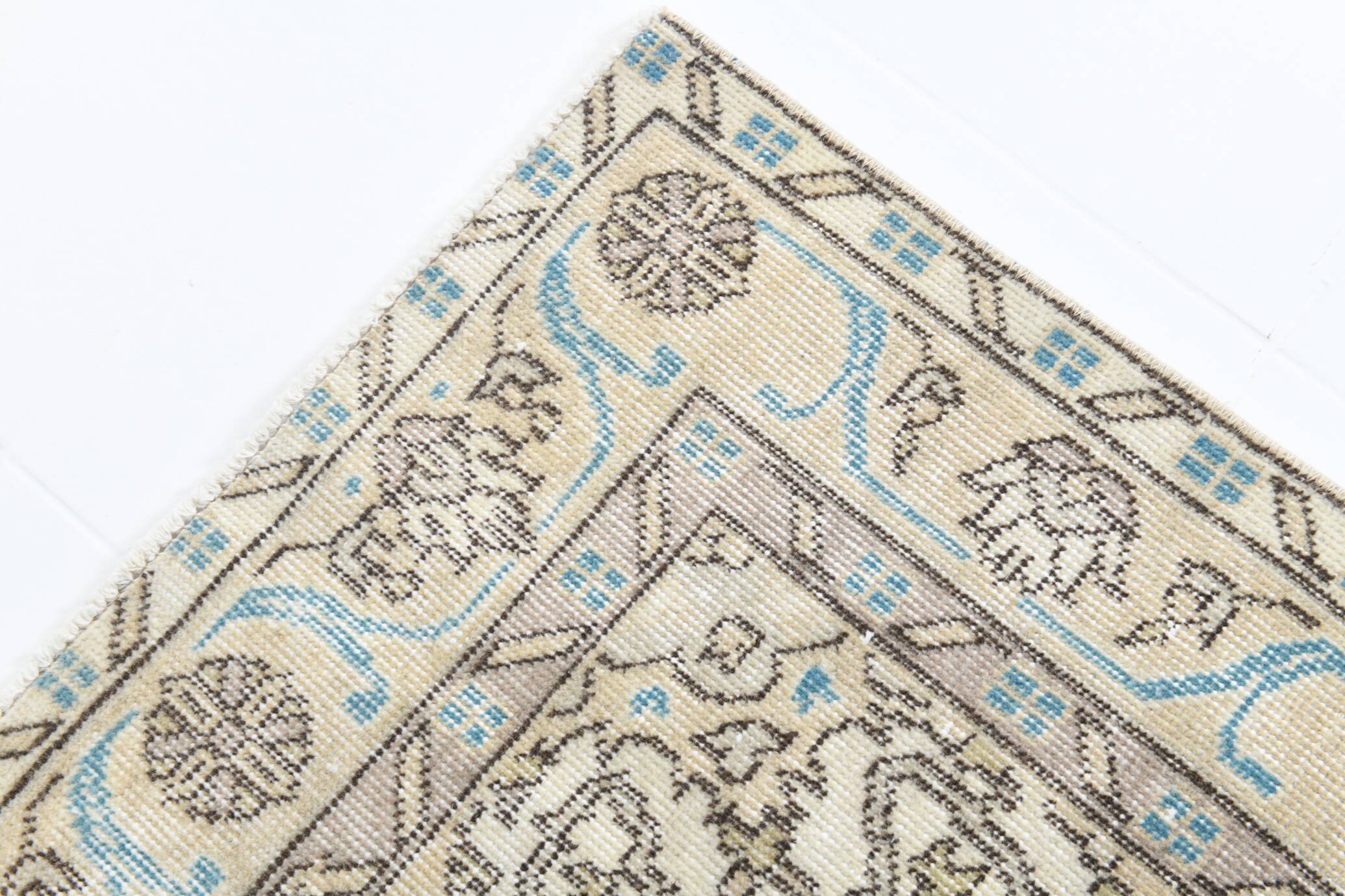 4x6 Sky Blue Orienta Classic Pattern Vintage Rug, 113x201Cm