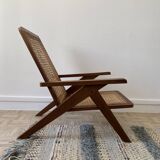 1950s armchair in wood and cane