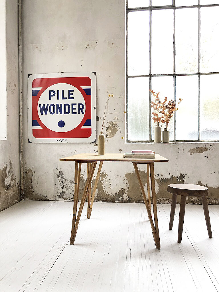 Vintage rattan meal table