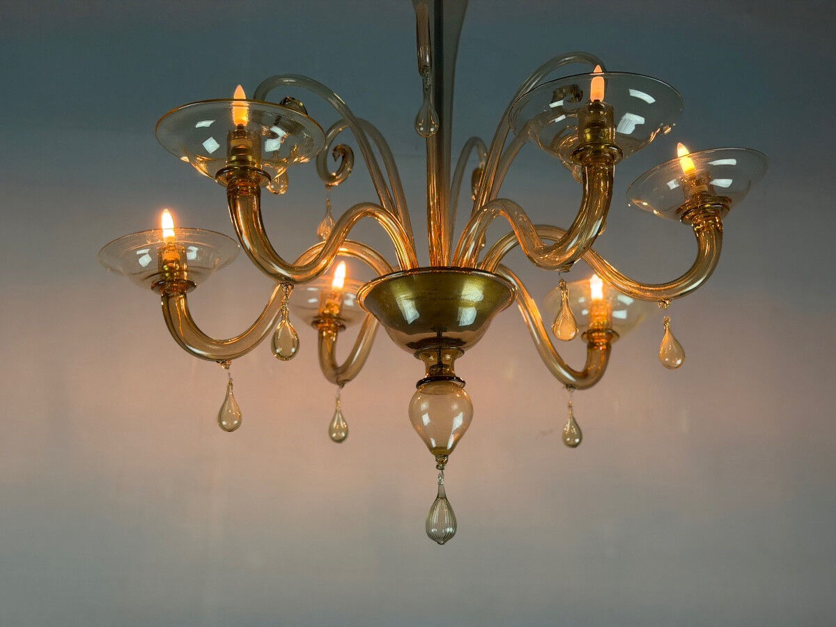 Lustre vénitien en verre de Murano mordoré, vers 1940