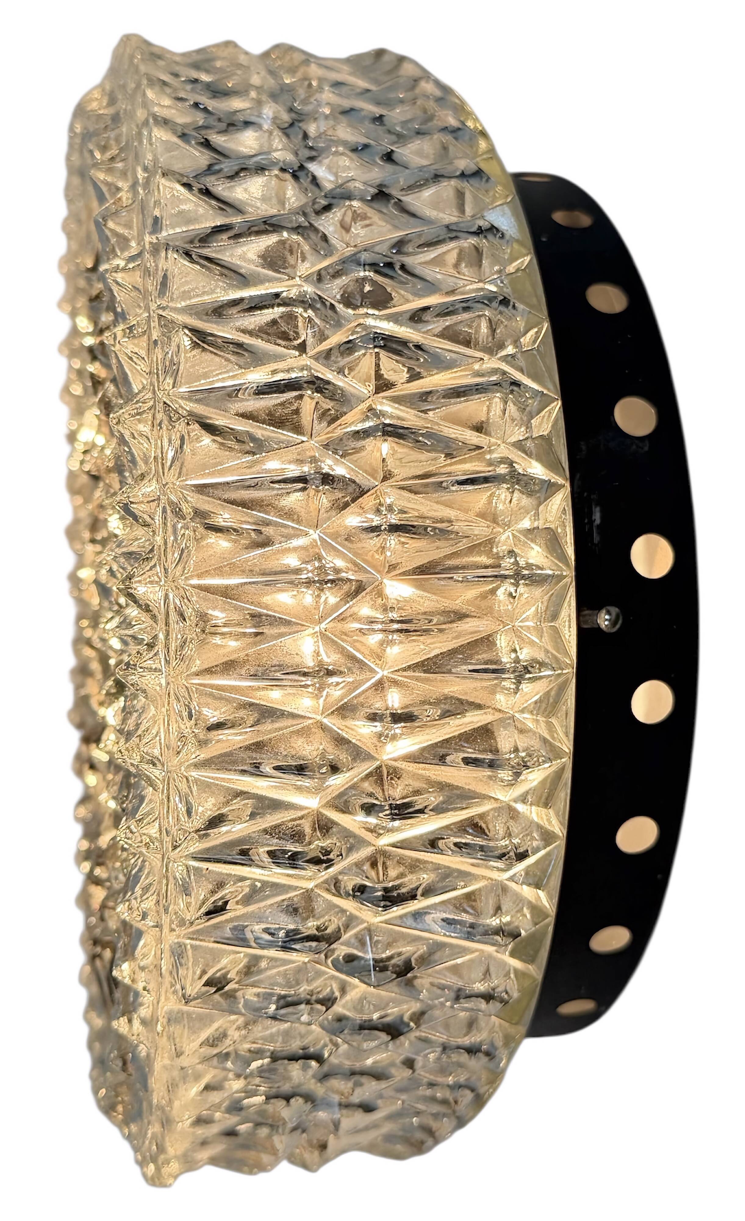 Applique ou plafonnier vintage en verre, années 1970