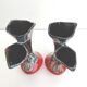 Pair of vintage ceramic vases with double red and black collar