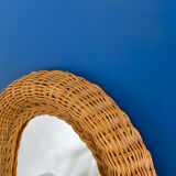 Vintage oval wicker mirror 31x41cm
