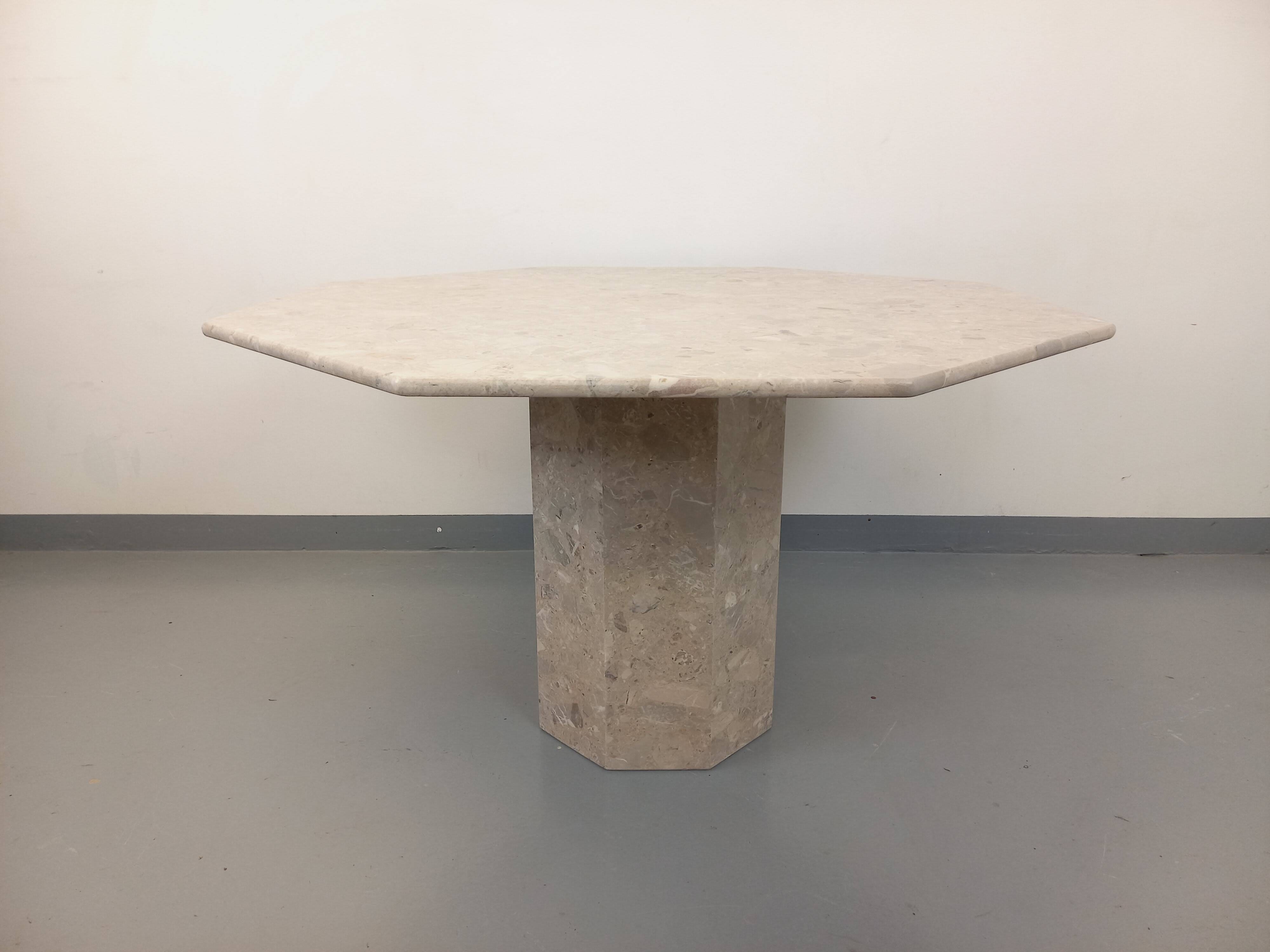 Vintage 70s 80s Octagonal Marble Dining Table