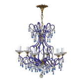 blue chandelier, made of pearls.