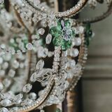 Ensemble de deux appliques ou appliques en cristal italien avec fleurs vertes