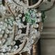 Ensemble de deux appliques ou appliques en cristal italien avec fleurs vertes