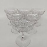 6 Saint Louis crystal champagne glasses, Moselle model, 1930s.