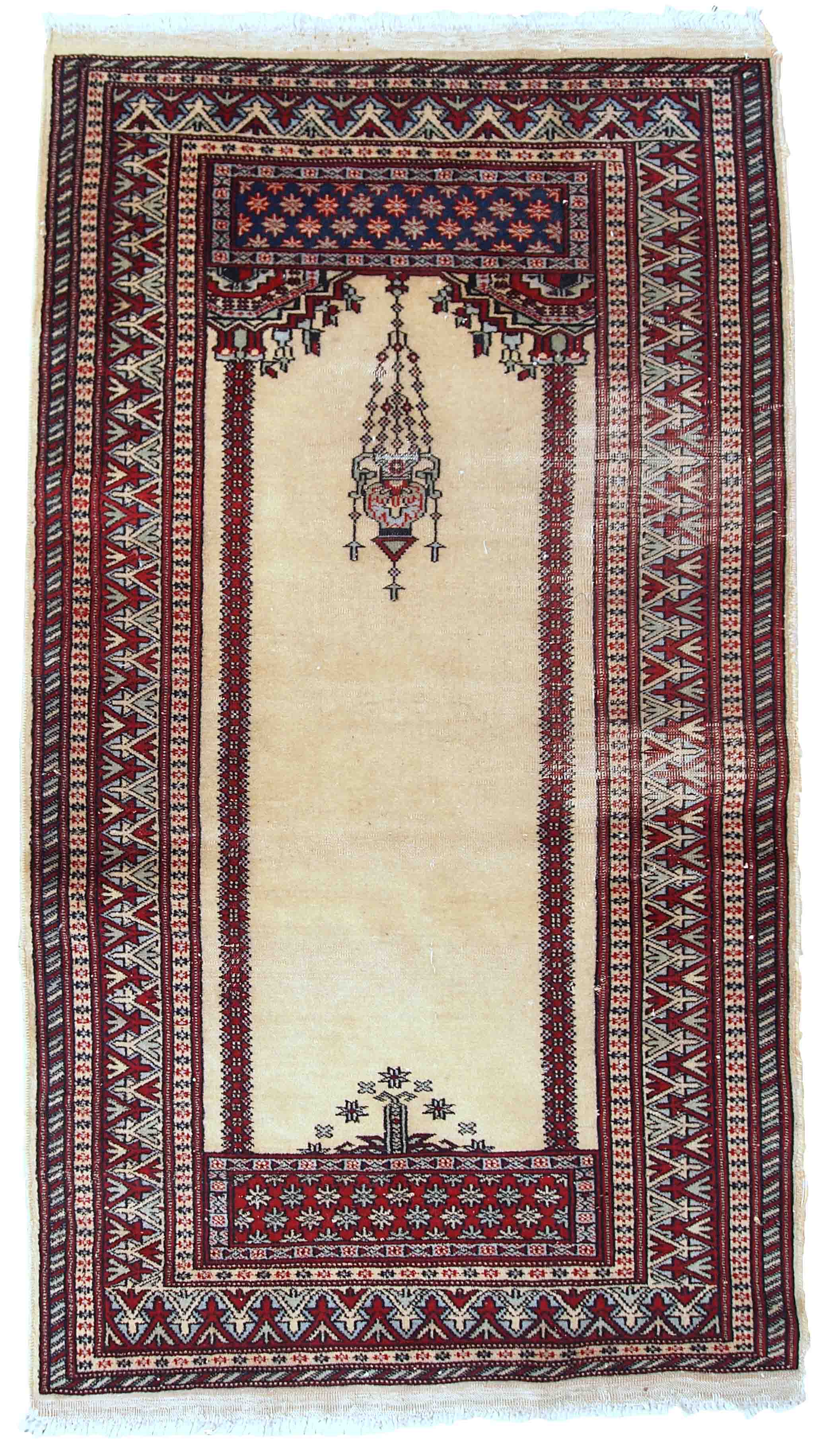 Vintage Pakistani carpet Lahore handmade 77cm x 140cm 1960s, 1C716