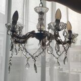 Brass chandelier with 5 branches and pendants