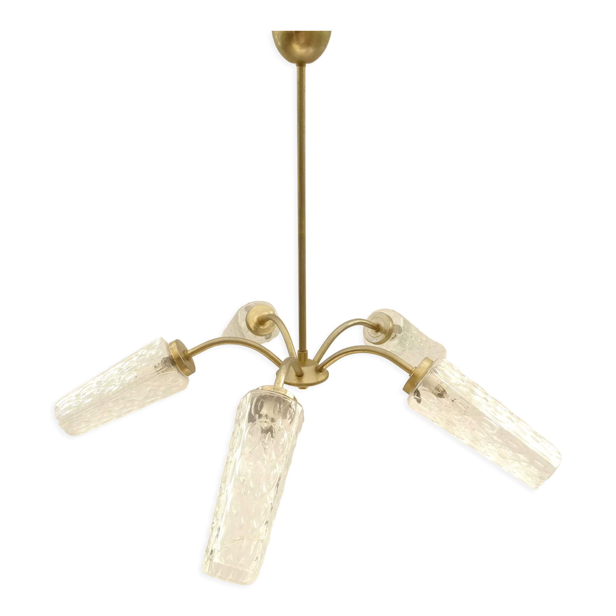 Transparent glass chandelier conical shape painted metal stucture